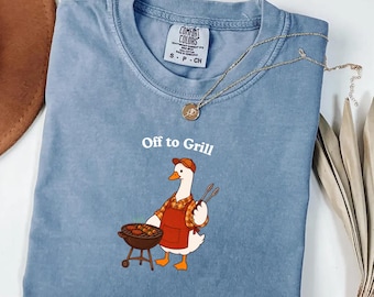 Barbecue Goose Comfort Colors® Shirt, Off to Grill Silly Goose Tee, BBQ Lover Gift