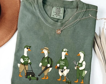 Landscaper Silly Goose Comfort Colors® Shirt, Funny Lawn Care Tee, Grass Cutting Gardener Gift for Dad, Mom, or Yard Crew