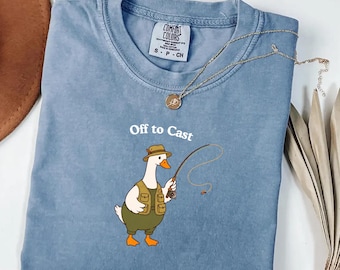 Fly Fishing Goose Comfort Colors® Shirt, Off to Cast Silly Goose Tee, Angler Gift
