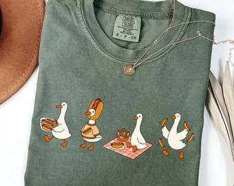 Camiseta Comfort Colors® para amantes de los perritos calientes, camiseta Silly Goose Foodie, regalo para el día de la barbacoa, fanático de la comida americana, camiseta de verano para fiestas al aire libre.