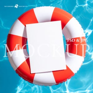 5x7 Vertical Invitation Mockup | Summer Pool Party, 4th of July | PSD & JPG Digital Download