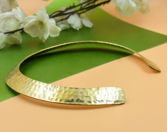 Hammered Brass Choker Necklace, Handmade Brass Collar, Adjustable Statement Choker, Boho Tribal Metal Necklace, Gift for Her