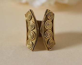 Messing spiraalring, verstelbare boho-messing ring, tribal messing sieraden, vintage stijl ring, handgemaakte koperen ring voor vrouwen, artistieke statementring