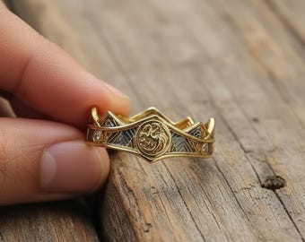 Dragon Crown Ring, 925 Sterling Silver Fantasy Band, Medieval Dragon Ring for Men Women, Gothic Viking Dragon Jewelry Gift