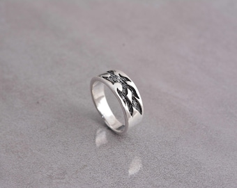Sterling Silver Band Ring, Oxidized Silver Ring, Handmade Wide Band Ring, Unisex Statement Ring, Minimalist Silver Jewelry Gift