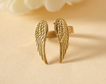 Angel Wings Ring, Gold Brass Wing Ring, Adjustable Guardian Angel Ring, Spiritual Wing Jewelry, Boho Angel Ring, Handmade Ring, Gift for Her