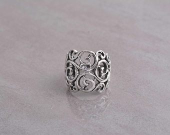 Bague vintage en argent 925 avec des pierres de zircon blanc taille 59 - 18,8 mm - France