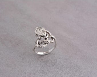 Schlangen Ring, Silber Schlangen Ring, Schlangen Ring, Gothic Ring, Schlangen Schmuck, Wickelring, Handwerker Ring, Boho Ring, Statement Ring, Tier Ring