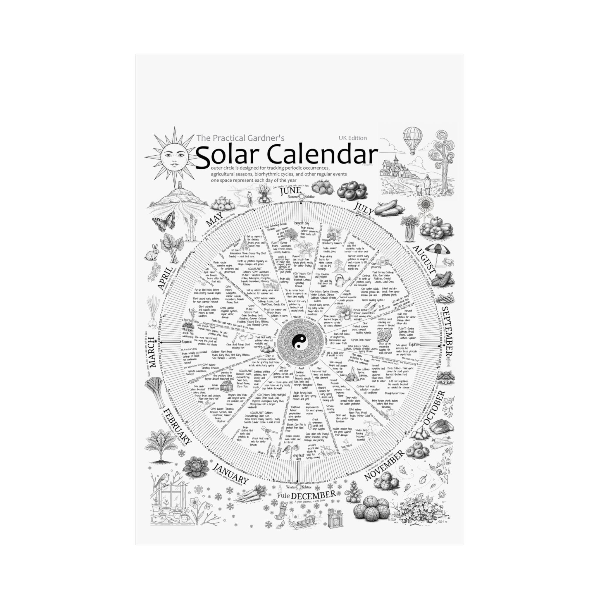 英国の園芸家のための多年生太陽暦ホイール | 天文年プランナー - Etsy 日本