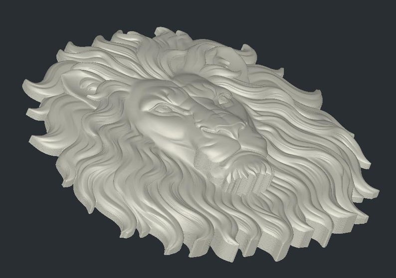 Majestic Lion Head Bas Relief STL | Detailed Animal Sculpture (digital ...