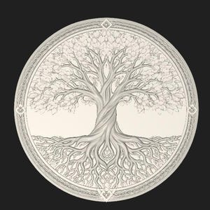 Ornate rectangular plaque mockup showing bulk discount text for downloadable tree of life STL file, digital model