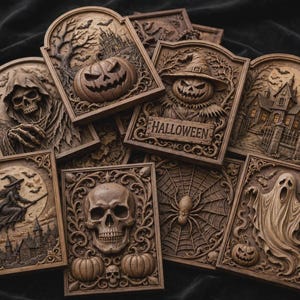 Halloween CNC-reliëf STL-bundel, griezelige muurdecoratie voor gotische inrichting, digitale downloadbare graveerbestanden