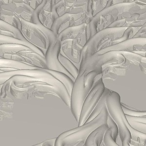 Ornate rectangular plaque mockup showing bulk discount text for downloadable tree of life STL file, digital model