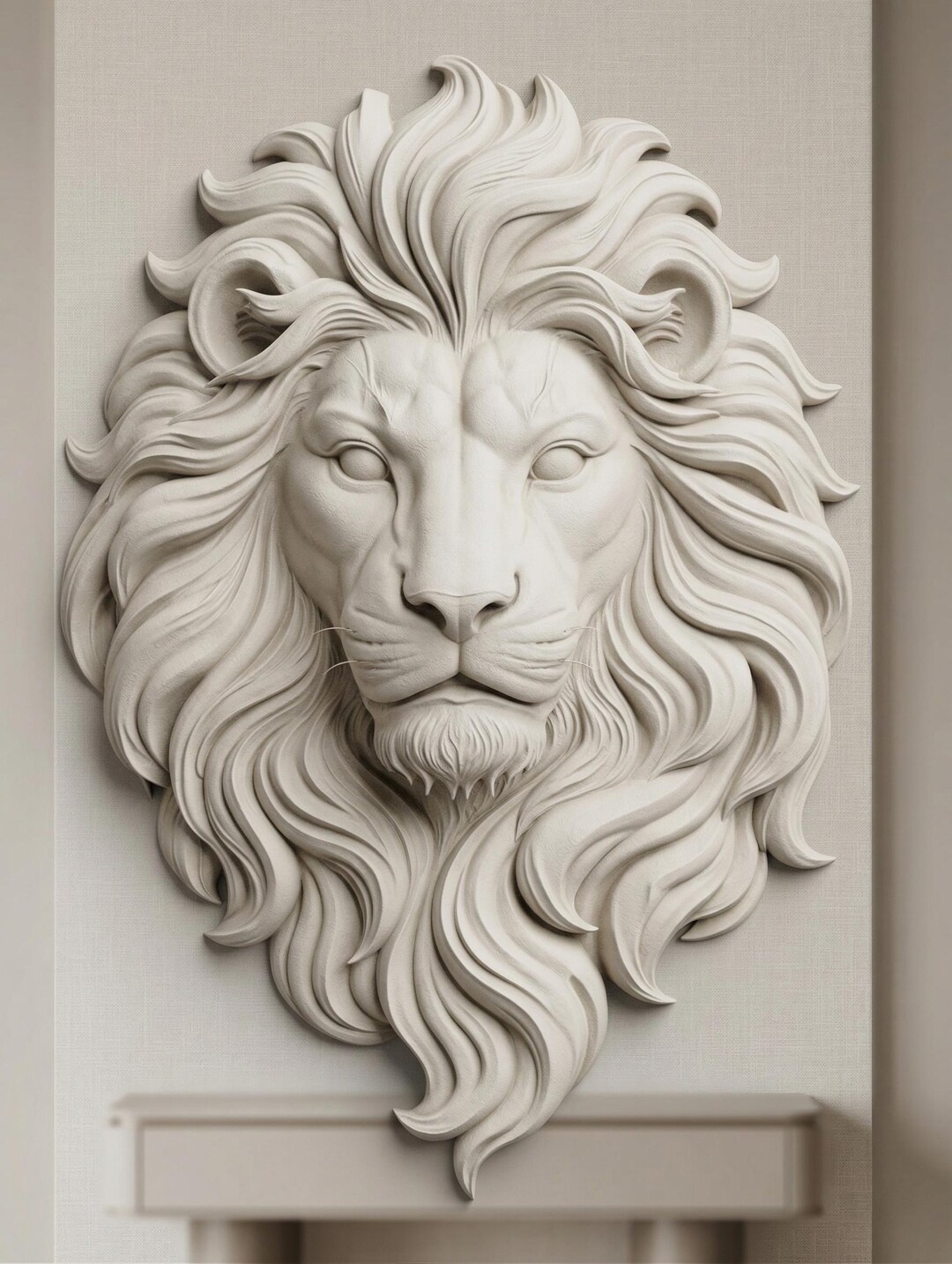 Majestic Lion Head Bas Relief STL | Detailed Mane Wall Art (digital ...