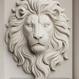Majestic Lion Head Bas Relief STL | Detailed Mane Wall Art (Digital Download)