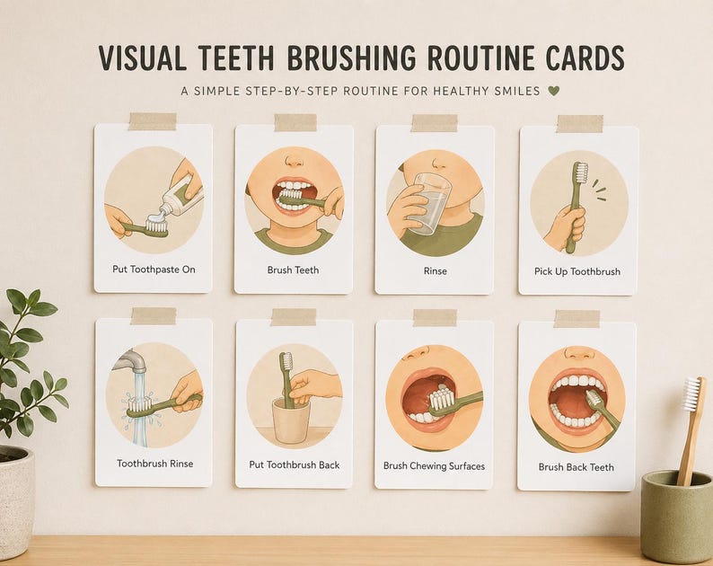 Visual Schedule for Teeth Brushing Kids Printable | Tooth Brushing ...
