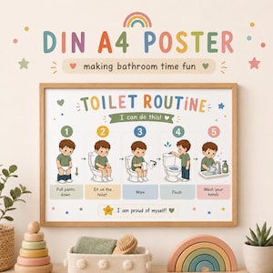 Toilet Routine Chart Kids | Printable Bathroom Visual Schedule | Potty Training | Toddler Toilet Steps | Bathroom Routine | Download