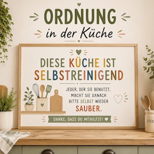 This kitchen is self-cleaning | Funny kitchen sign | Kitchen poster | Kitchen saying | Kitchen decoration | Shared apartment kitchen | Airbnb decor | Download