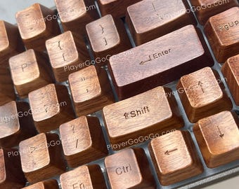 Real Rosewood / Walnut Wood Keycap Set, Custom 61 / 87 / 96 / 108 / Number Pad Wood Keycaps For Mechanical Keyboard OEM Profile