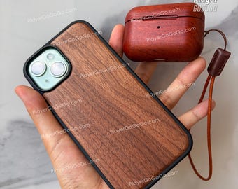 Real Rosewood / Walnut / Cherry / Sandalwood / Bamboo Made Wood Case Magsafe for iPhone, Airpods & Samsung S Series