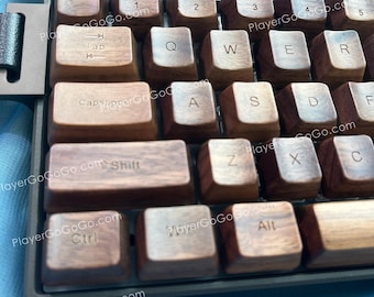 High Quality Rosewood / Walnut Wood Keycap Set, Custom 61 / 87 / 96 / 108 / Number Pad Wood Keycaps For Mechanical Keyboard OEM Profile