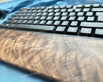 Handledsstöd för tangentbord och mus i valnötsträ - Handledsdyna för tangentbord i gyllene trä, skrivbordstillbehör i massivt trä Ergonomiskt stöd för tangentbordshandflatan