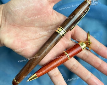Penna i äkta rosenträ/valnötsträ, gelpenna, bärbar kulspetspenna, träpenna i vintagestil tillverkad av bambu, lönn, twistpenna i högkvalitativt trä