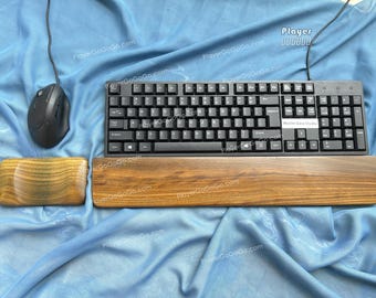 Handledsstöd för tangentbord och mus i massivt sandelträ med naturlig arom, Palo Santo Lignum Vitae ergonomiskt skrivbordstillbehör, specialanpassat