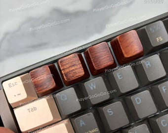 Äkta rosenträ/valnötsträ R4-tangent, vintage-stil R4-trätangent för mekaniskt tangentbord R4/ESC-tangentbord brunt