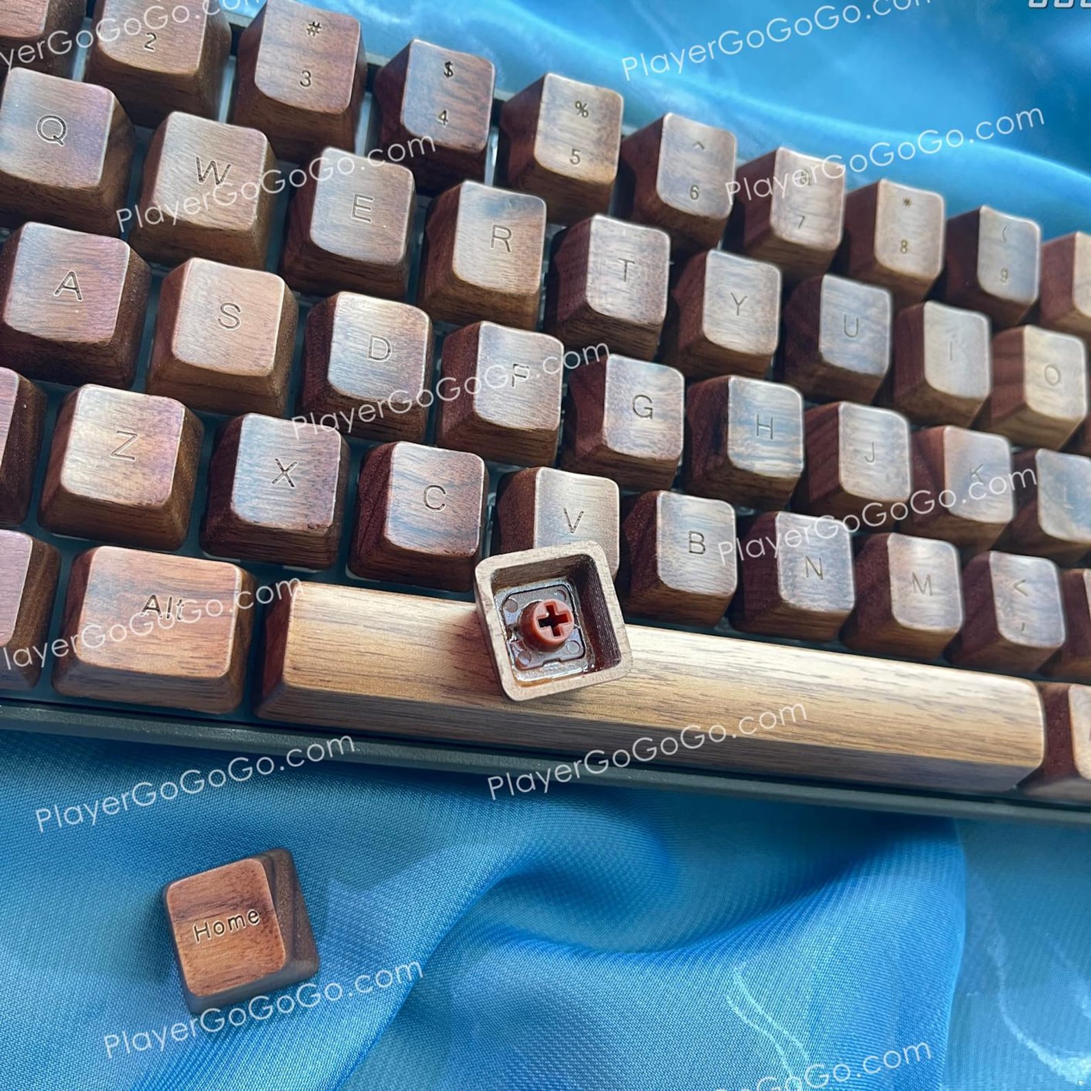 High Quality Rosewood / Walnut Wood Keycap Set, Custom 61 / 87 / 96 ...