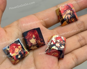 Genshin Impact Mavuika R4 Keycap-set – Specialtillverkade Anime PBT-färgsublimeringsbakgrundsbelysta tangentbordsknappar för mekaniskt tangentbord Cherry Profile