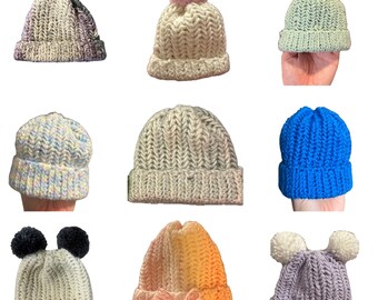 Hand Crocheted Newborn Hats (Herringbone)