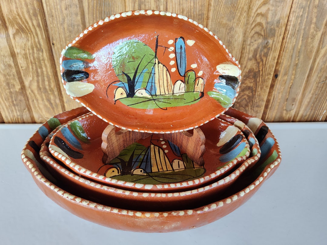 Vintage Mexican Pottery Bowls Set of 4 Pottery Bowls From Etsy