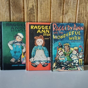 Raggedy Ann Books, Raggedy Ann and Andy Books, Raggedy Ann and the Wonderful Witch, 1960's, Johnny Gruelle, Set of 3 Books