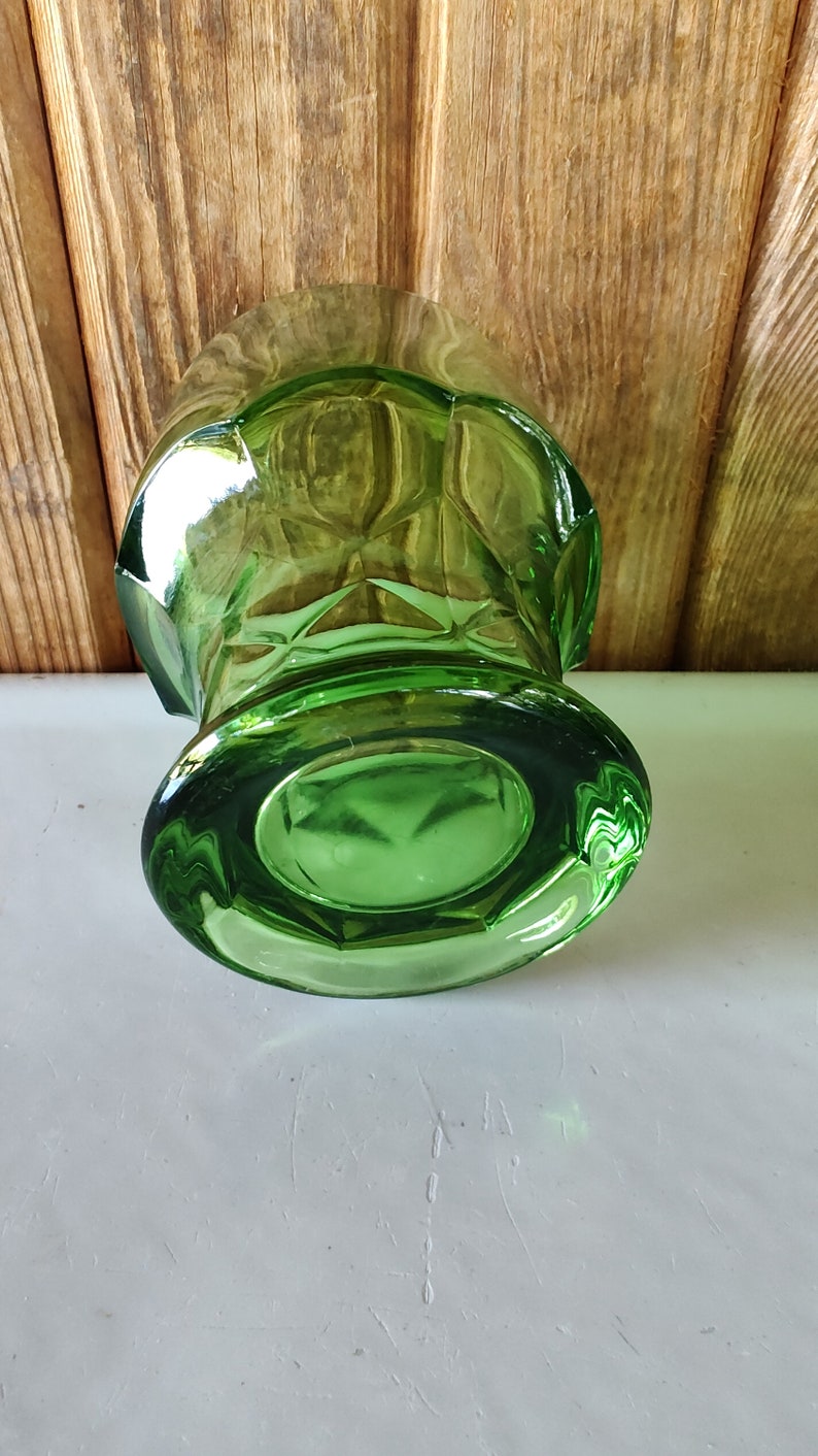 Vintage Green Glass Tumblers 1960's Diamond Pattern Green Etsy