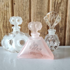 Vintage Perfume Bottles, Art Deco Perfume Bottles, Set of 3 Bottles