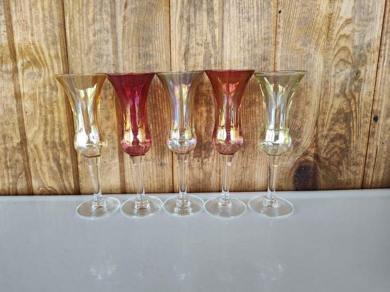 Vintage Cordial Glasses, Aperitif Glasses, Set of 5 Stemmed Cordial