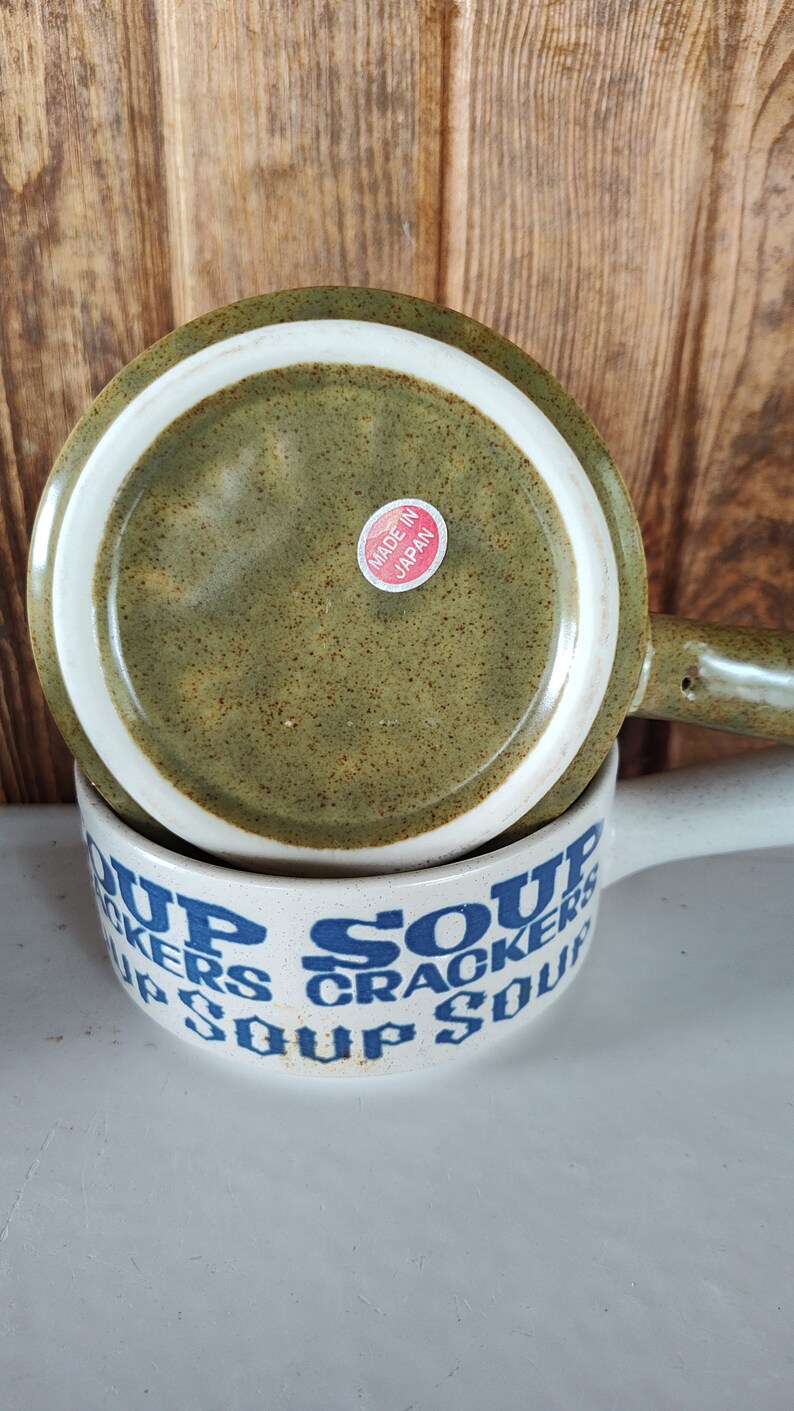 Vintage Stoneware Soup Mugs Set of 4 Soup Bowls With Handles Etsy