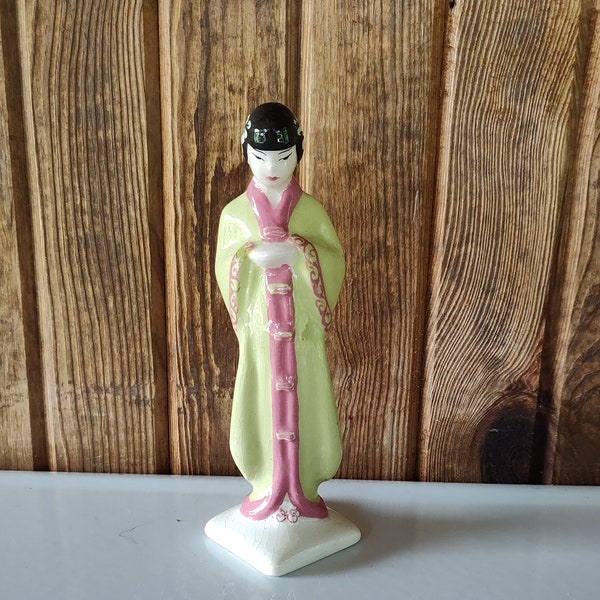 Weil Ware Japanese Lady Figurine, California Pottery Asian Woman Figurine