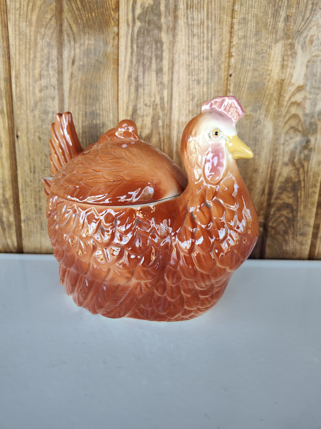 Vintage Chicken Cookie Jar, Fapco Cookie Jar, Hen and Chick Cookie Jar, Made in USA Etsy