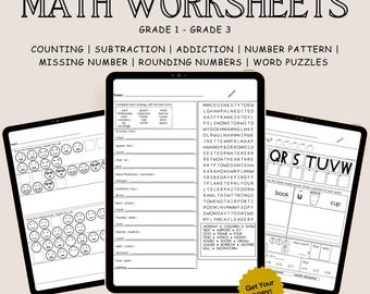 Kindergarten Math Worksheets Printable Preschool Learning Activities Homeschool Workbook Kids Math Practice