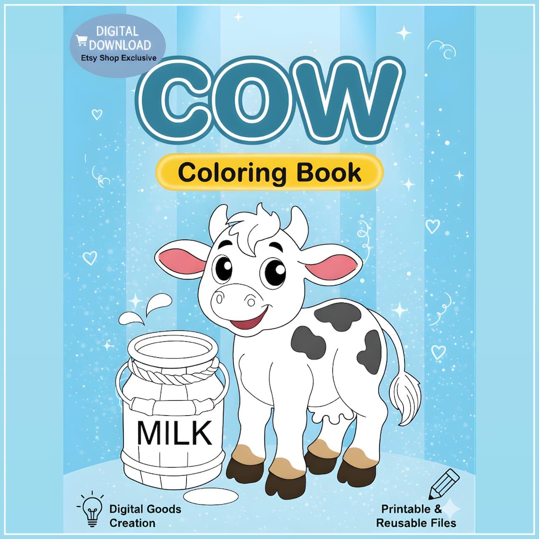 Cow Coloring Book PDF | 36 Pages Farm Animal Art for Kids & Adults ...