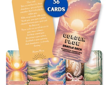 Goldener Fluss Orakel Deck - 56 Fülle Dankbarkeit Affirmationskarten für Manifestation und achtsames Leben (Digitaler Download)