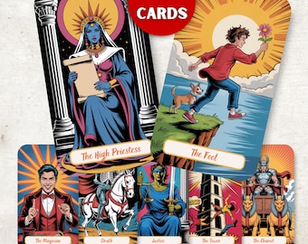 Tarotkarten Deck Digitaler Download - 78 Karte Modernes Tarot mit mutigen Illustrationen für Lesungen, Journaling & spirituelle Praxis