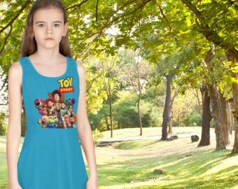 Disney Toy Story Girls' Sundress, Buzz Lightyear Jessie, Kids Summer Outfit, Children's Sleeveless Dress, Woody Alien Gift