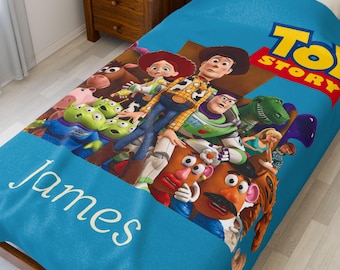 Samtige Plüschdecke - Benutzerdefinierter Disneyland-Überwurf, Disney-Kinderbettwäsche, personalisierter Toy Story-Tröster, Geschenkidee für Wohndekor