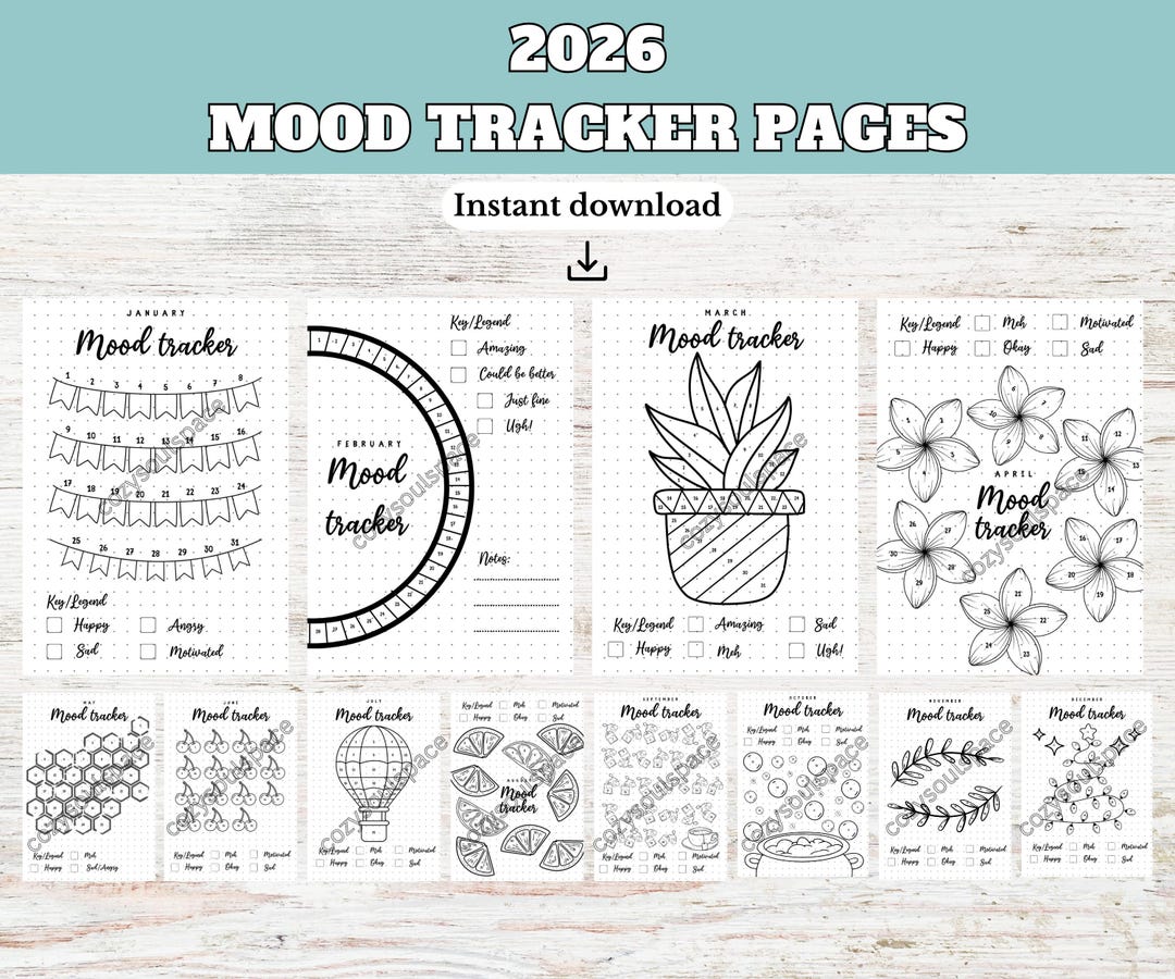 Minimalist Mood Tracker Printable | Bullet Journal Inserts (PDF) - Etsy