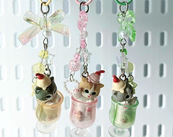 Mofusand Cream Soda Cat Keychains: Kawaii Trinket Bag Charms