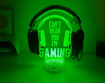 RGB Led Headphone Stand RGB Light Headset Holder Engraved with your Name Perfect for Gaming Decor Gamer Room Decoration Christmas Gift Gamer