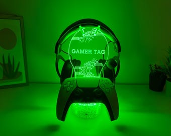 Personalized Controller Headphone Stand-RGB  Led Headphone Holder-Christmas Gift for Gamers Boyfriend Husband-Streamer Headset Holder Stand